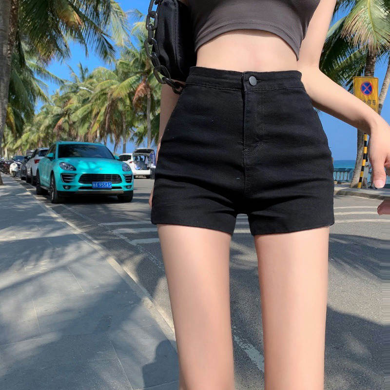 High-waisted skinny women's denim shorts