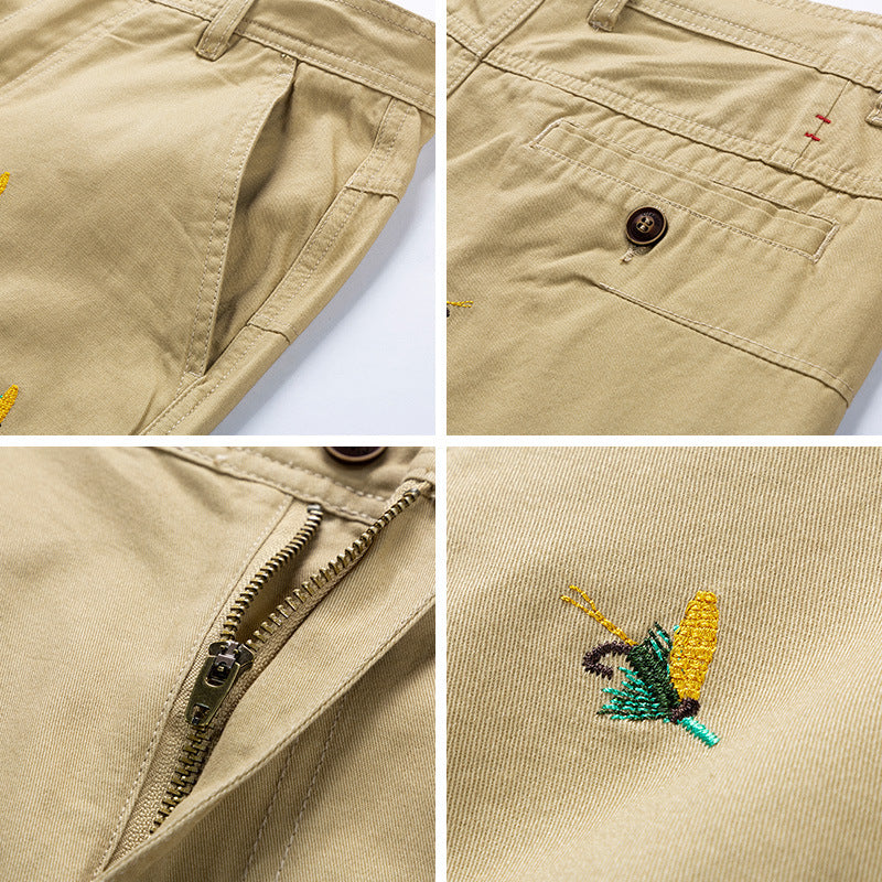 Men's Cotton Embroidered Casual Shorts