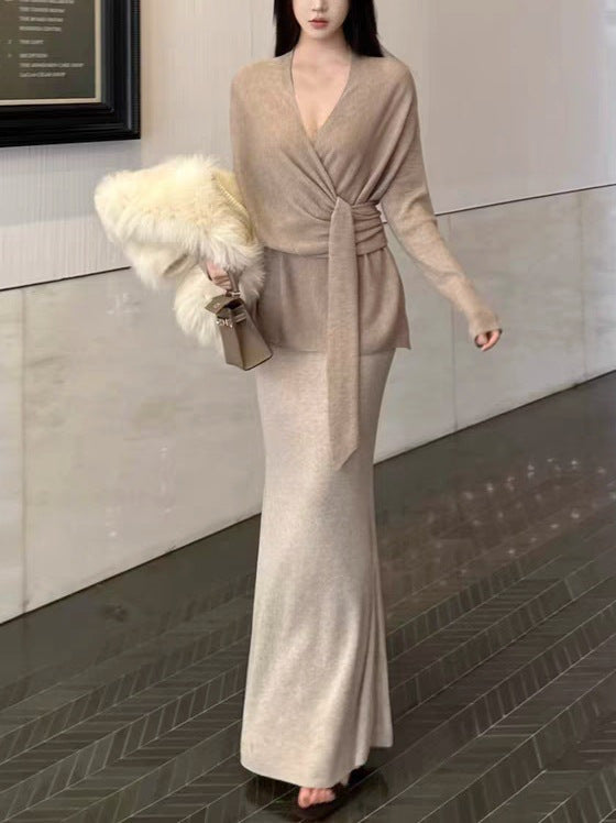 Womens Knitted Suit - Top and Skirt
