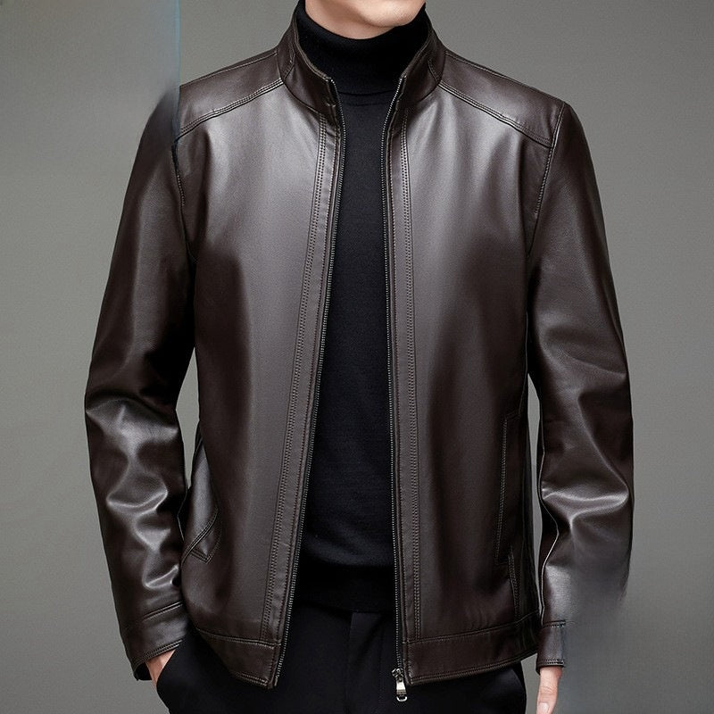 Fur-lined and thickened leather coat - Leather jacket