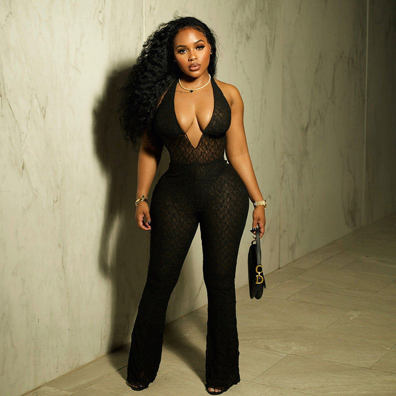 Women's Halterneck Lace Jumpsuit