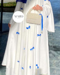 Loose flared sleeve bow long robe dress