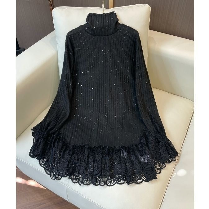 Lace patchwork base layer shirt
