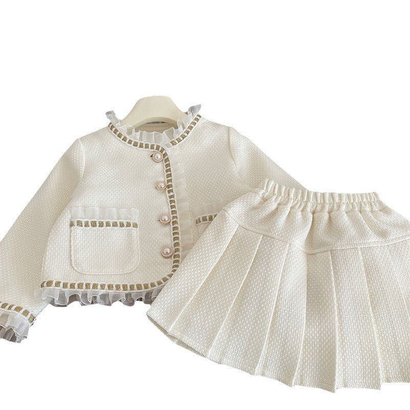 Baby's stylish and fashionable pleated skirt - Two-piece set skirt suit