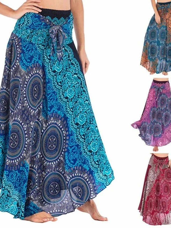 Bohemian Pleated Flared Dress - Two-way wear style
