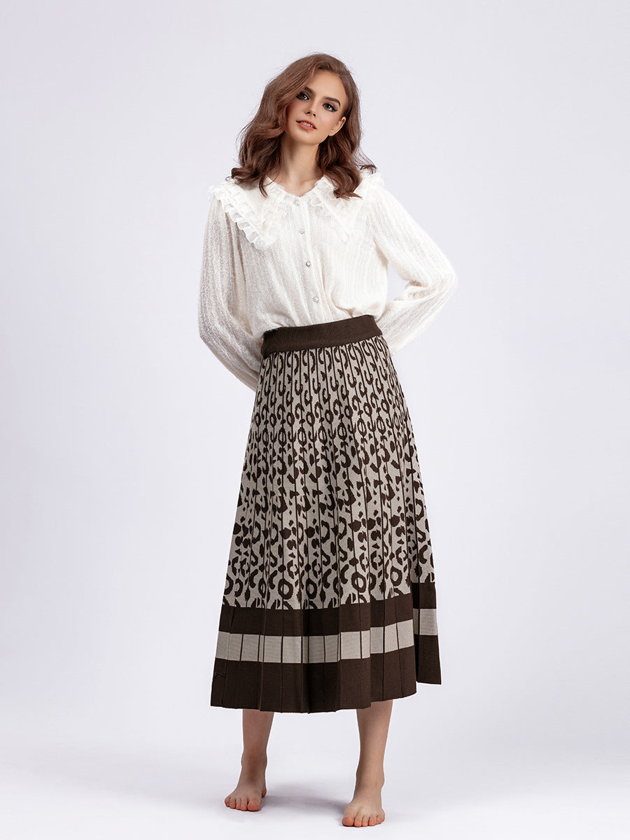 Women's A-Line Pleated Knitted Skirt