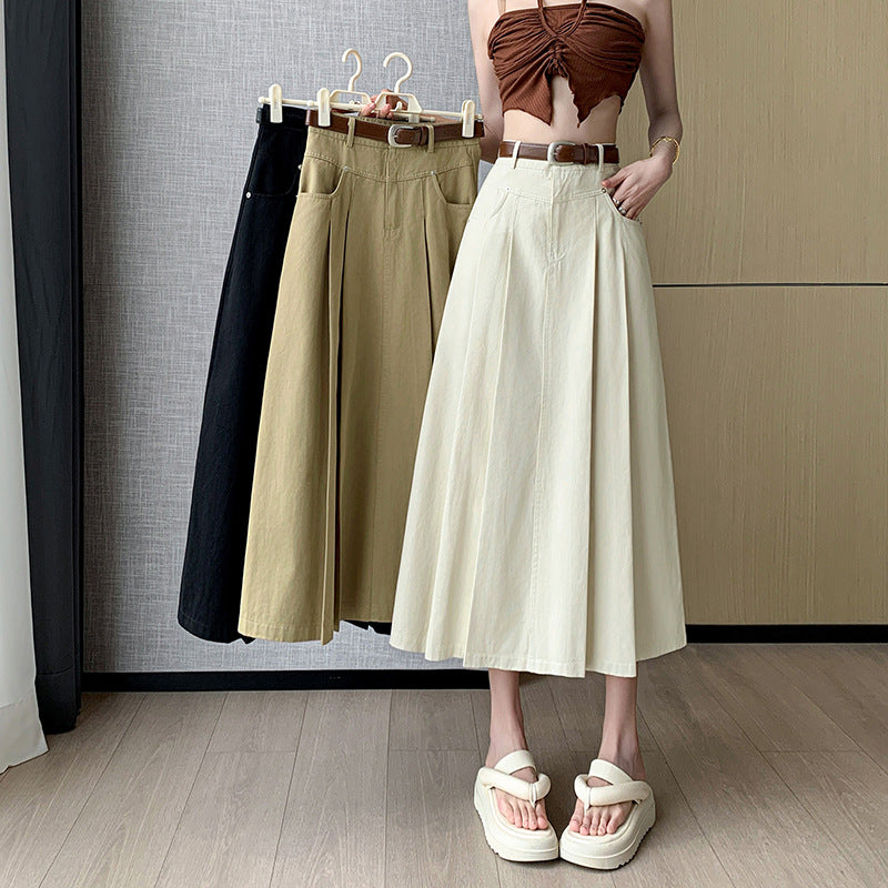 Denim Pleated Skirt