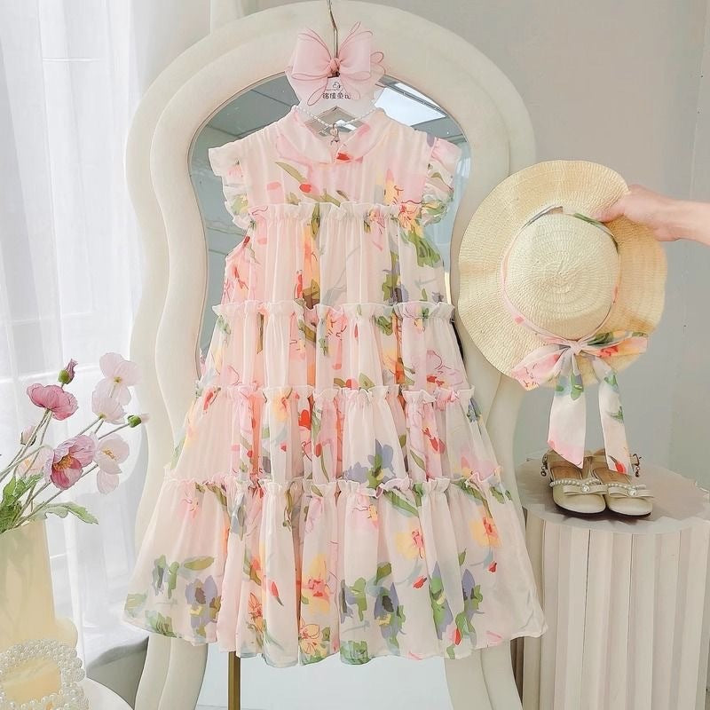 Girls' Summer Floral Princess Dress
