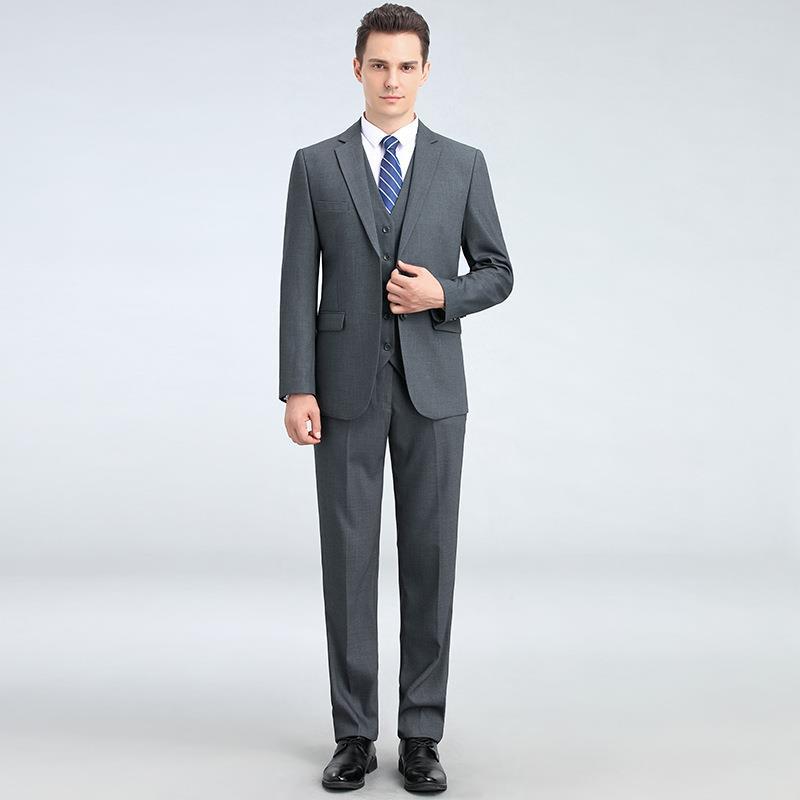 Men's Wool Business Suit Three-Piece Set