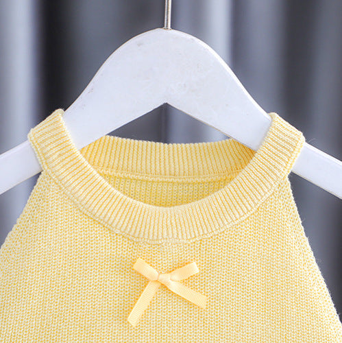 Children's knitted top - Two-piece set top and skirt