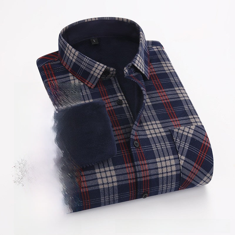 Men's Fleece-Lined Flannel Plaid Shirt