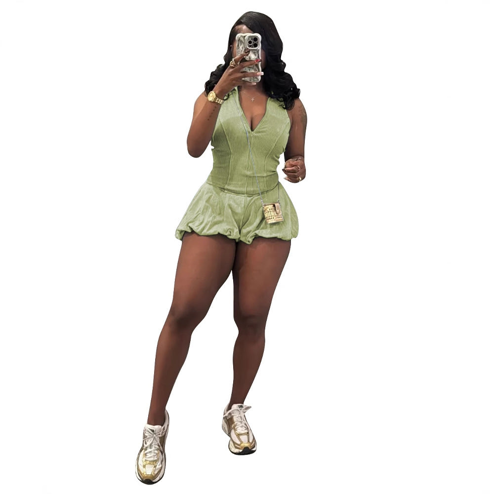 Women's High Waist Cotton Bubble Shorts