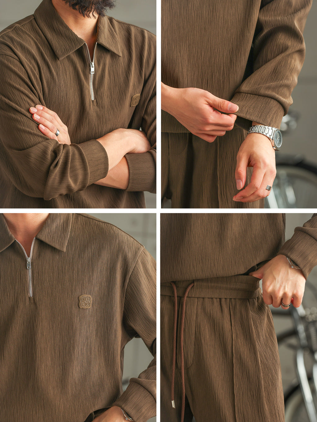 Men's Polo Long Sleeve Sports Suit - Polo Top and Pants