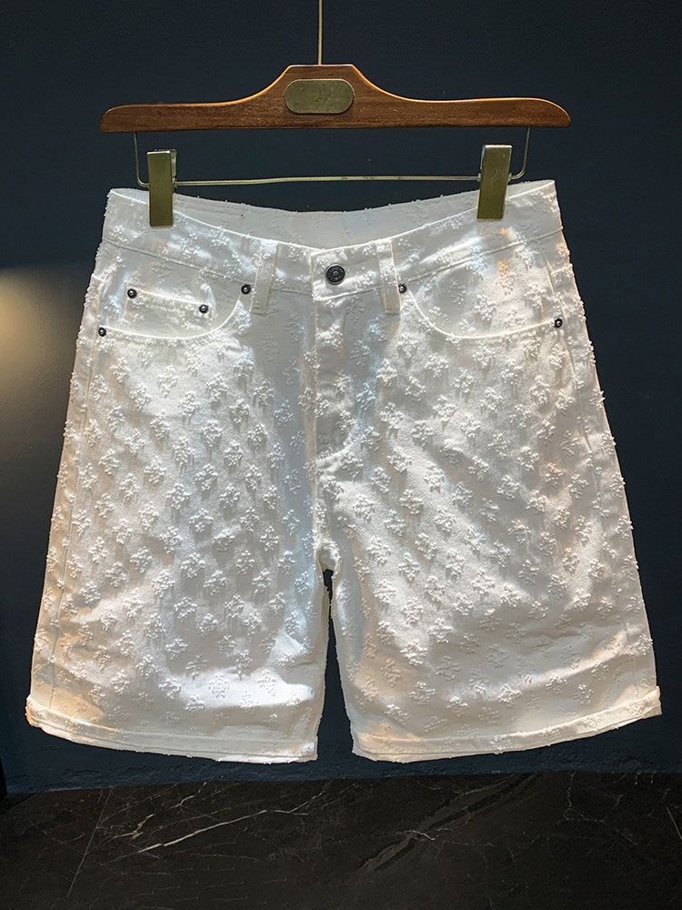 Loose Fit Washed Denim Shorts for Men