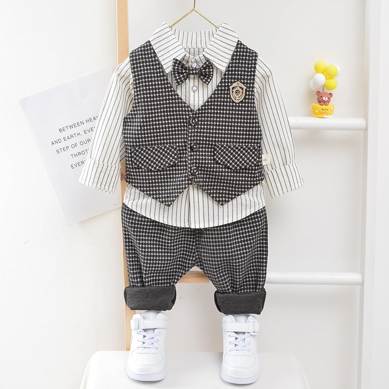 Boys' Plaid Three-Piece Suit