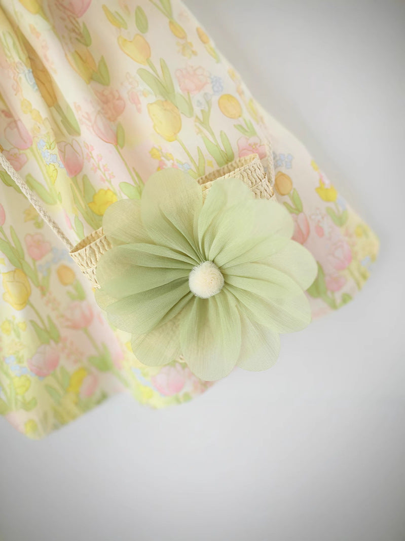 Girls' Floral Sleeveless Cotton Dress