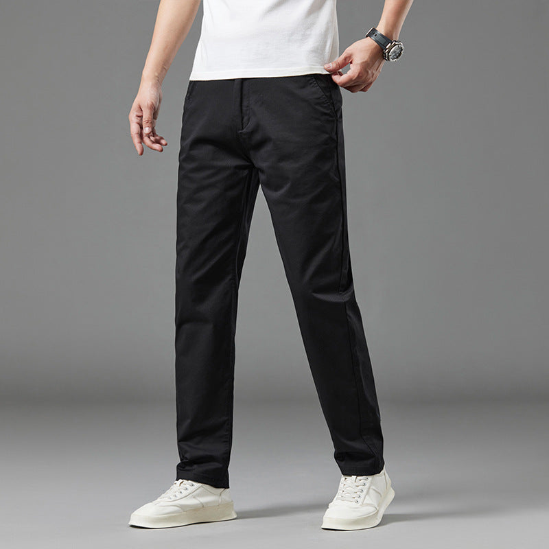 Men's Straight-Leg Cotton Casual Trousers for Summer