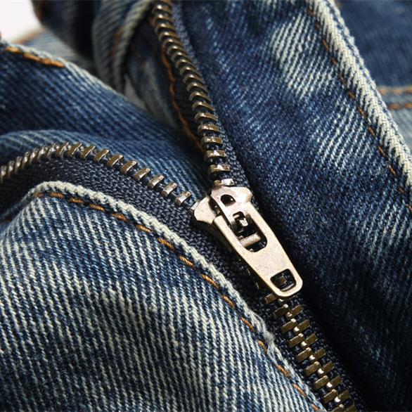 Letter-stitched denim jeans
