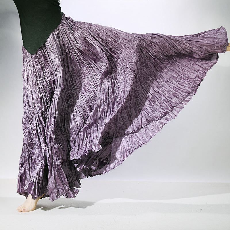 Textured Pleated Long Skirt for Women