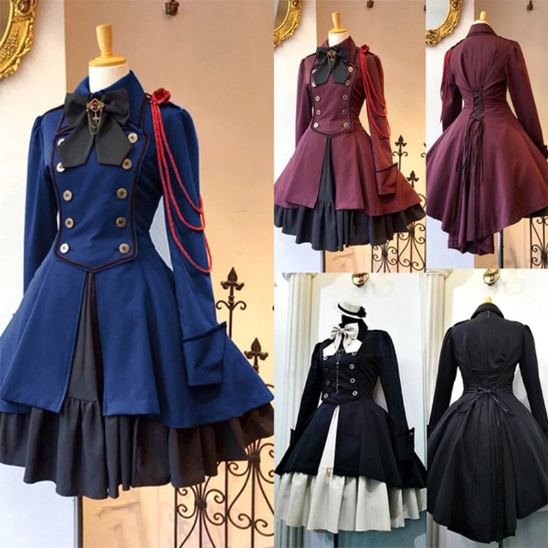 Belted long-sleeved ruffled dress