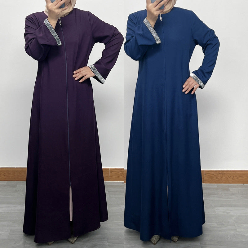 Zippered cardigan robe
