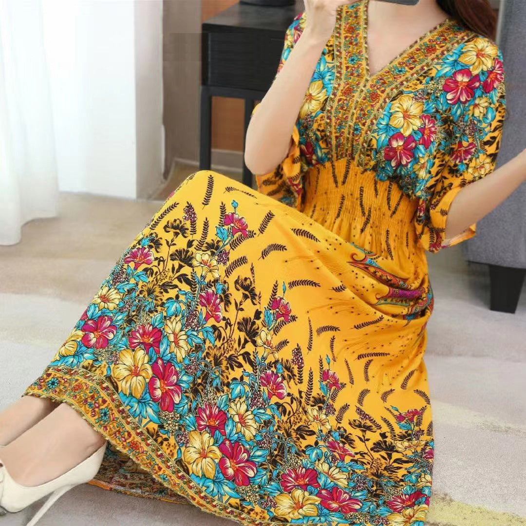 V-neck beach vacation dress