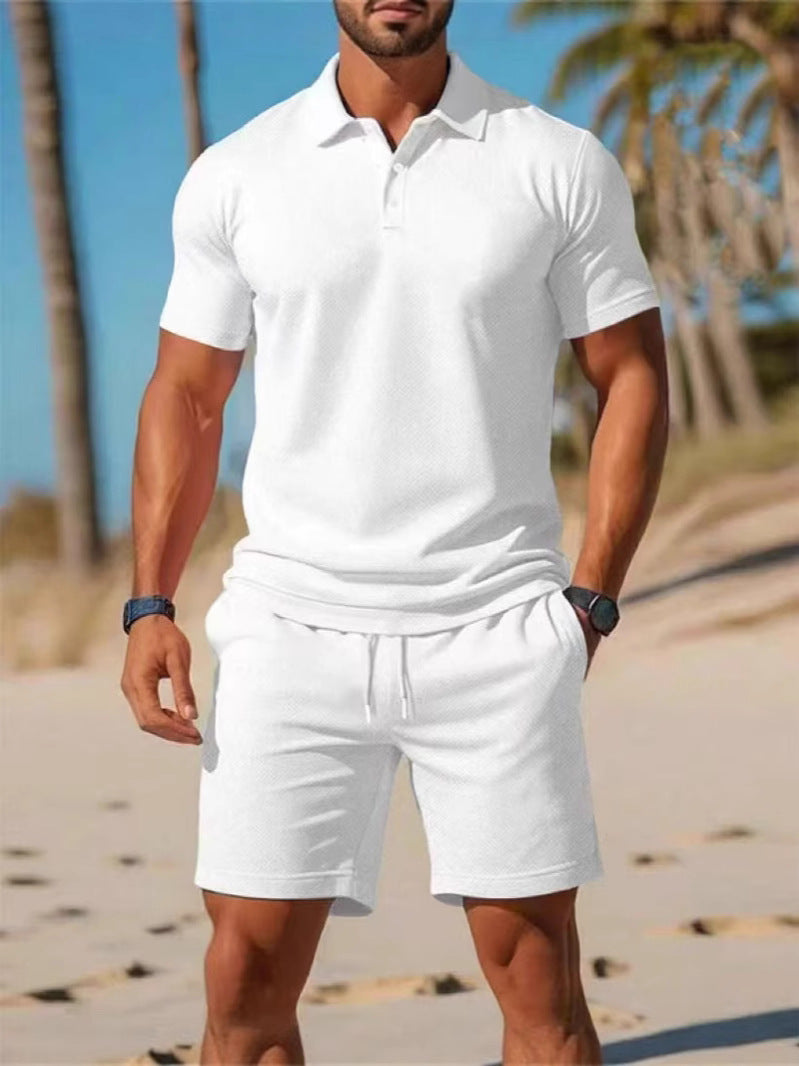 Men's Slim Fit Polo Shirt and Shorts Set