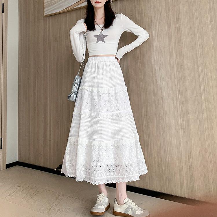 Elegant lace pleated skirt