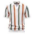 Breathable Striped Men's Polo Shirt Summer Short Sleeve Knit Top