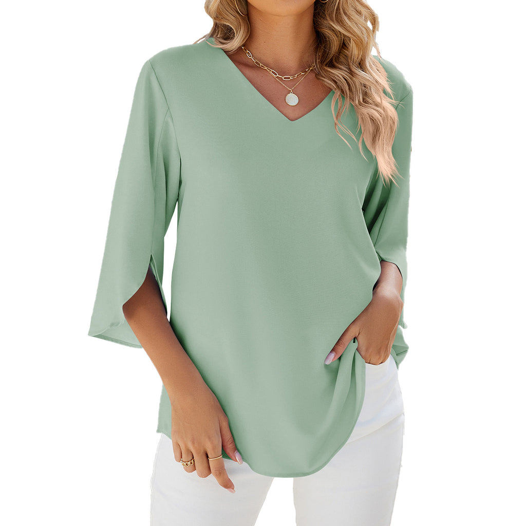 Women's V-Neck Loose Chiffon Shirt