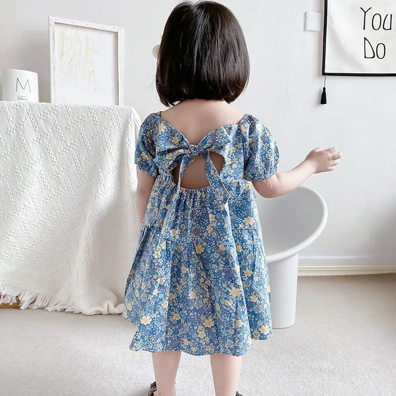 Girls' Floral Cotton Summer Dress