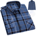Men's Long-Sleeved Cotton Brushed Plaid Shirt