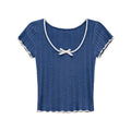 Knitted short-sleeved blouse for women