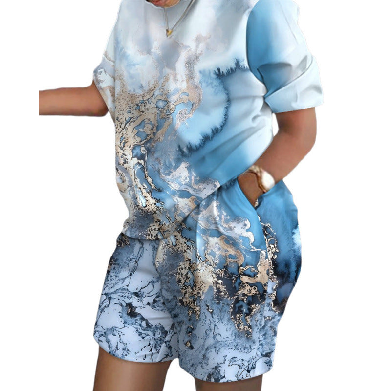 Short-Sleeved Printed Commuter Suit