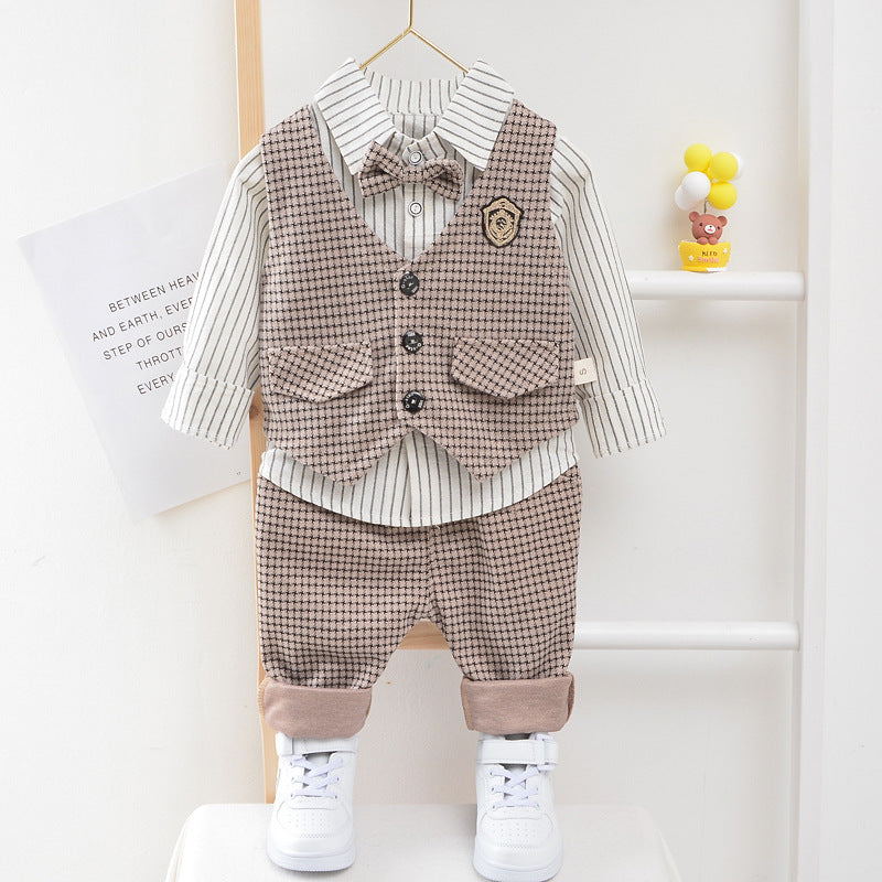 Boys' Plaid Three-Piece Suit