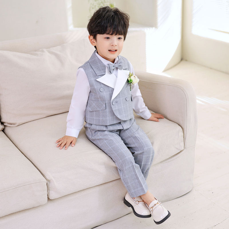 Childrens Plaid Vest Suit Set