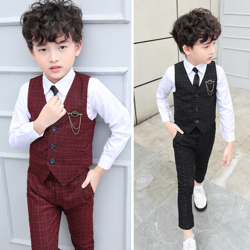 Boys' Plaid Vest Two-Piece