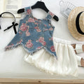 Girls' Denim Suspender Shorts