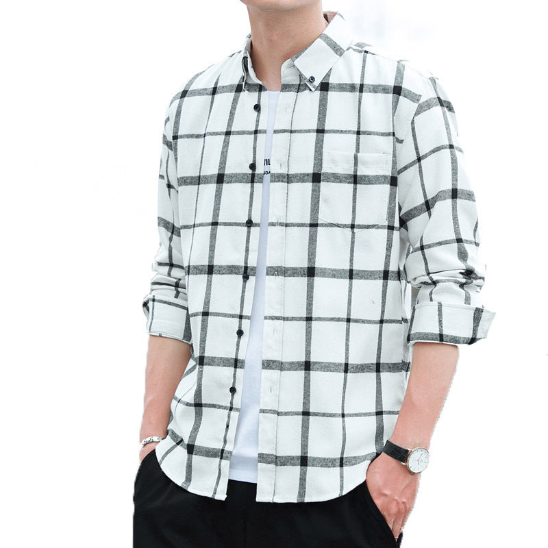 Men's Brushed Plaid Long Sleeve Shirt