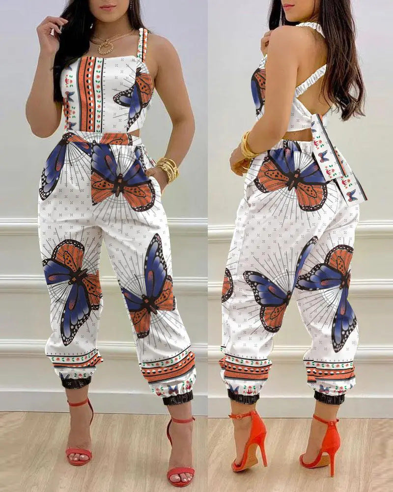 High Waist Lace-Up Leggings Jumpsuit