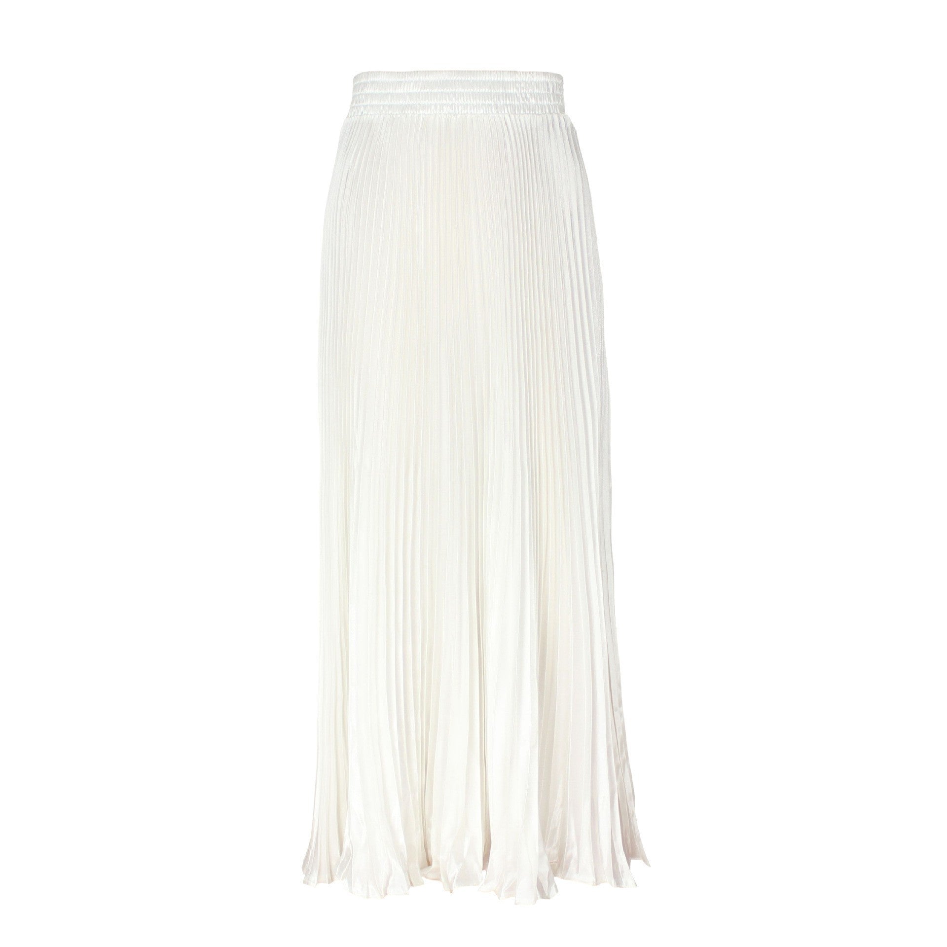 Satin Pleated Midi Skirt High Waist