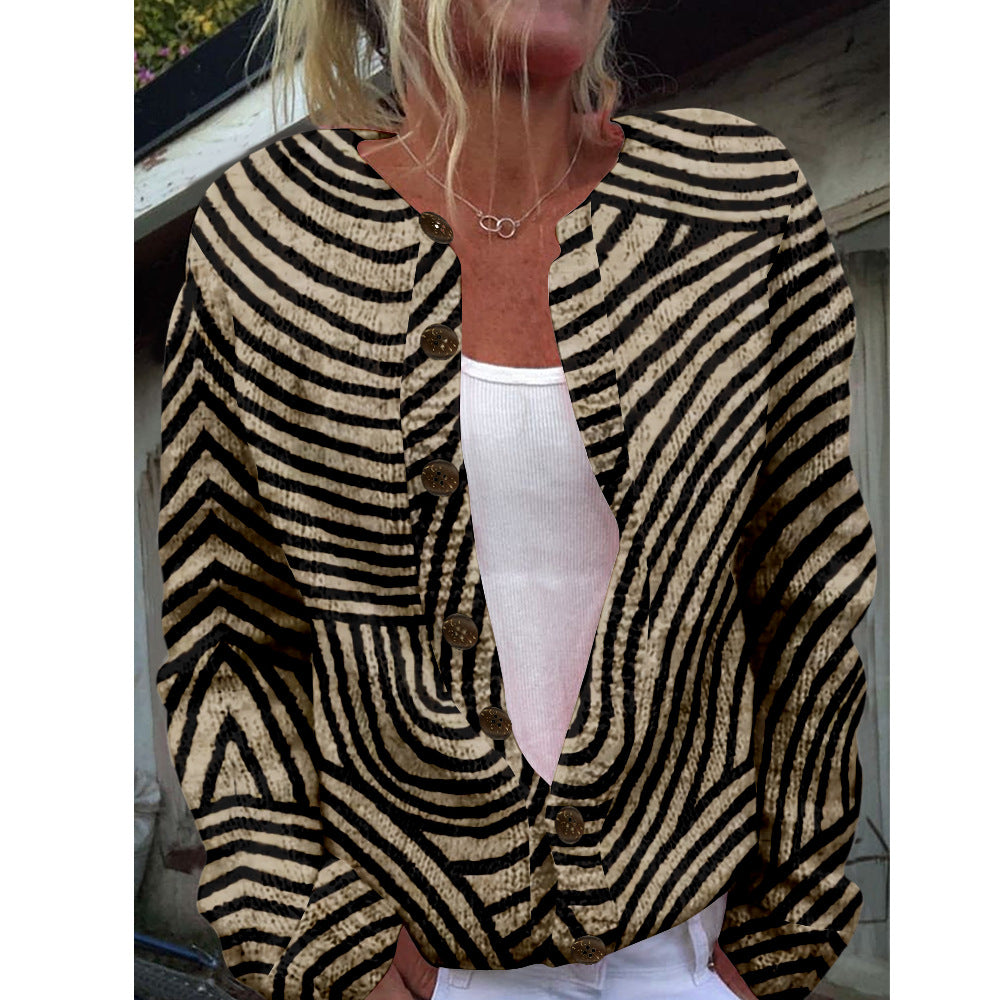 Women's Animal Print Knitted Cardigan