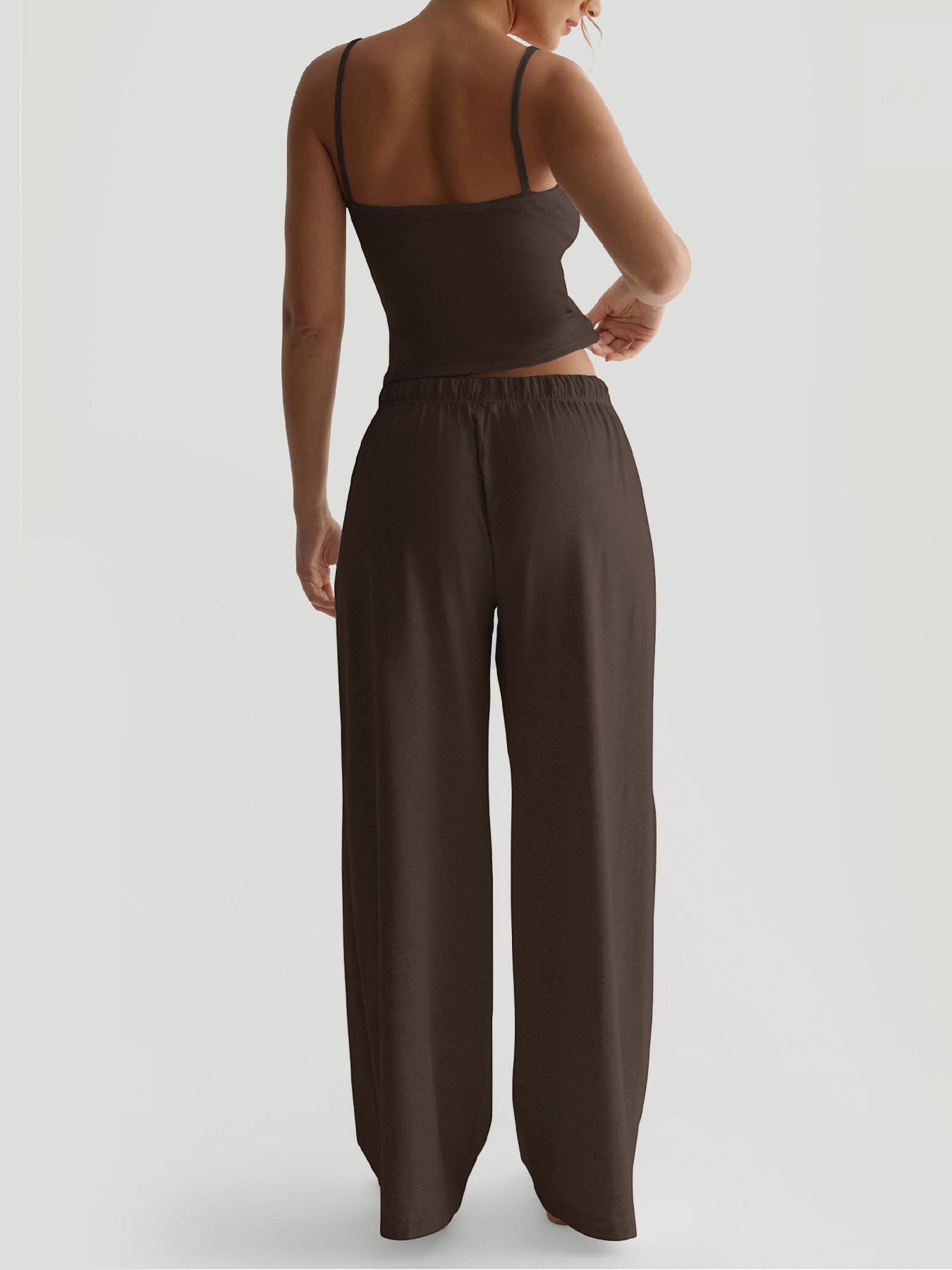 Women's Vest Crop Top and Wide-Leg Pants