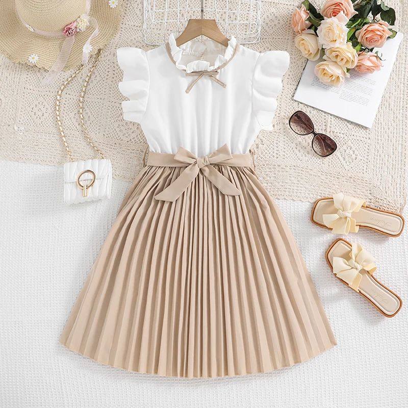 Petal Sleeves Pleated  Skirt