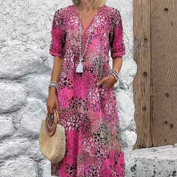 Small floral long-sleeved shirt with lace trim dress