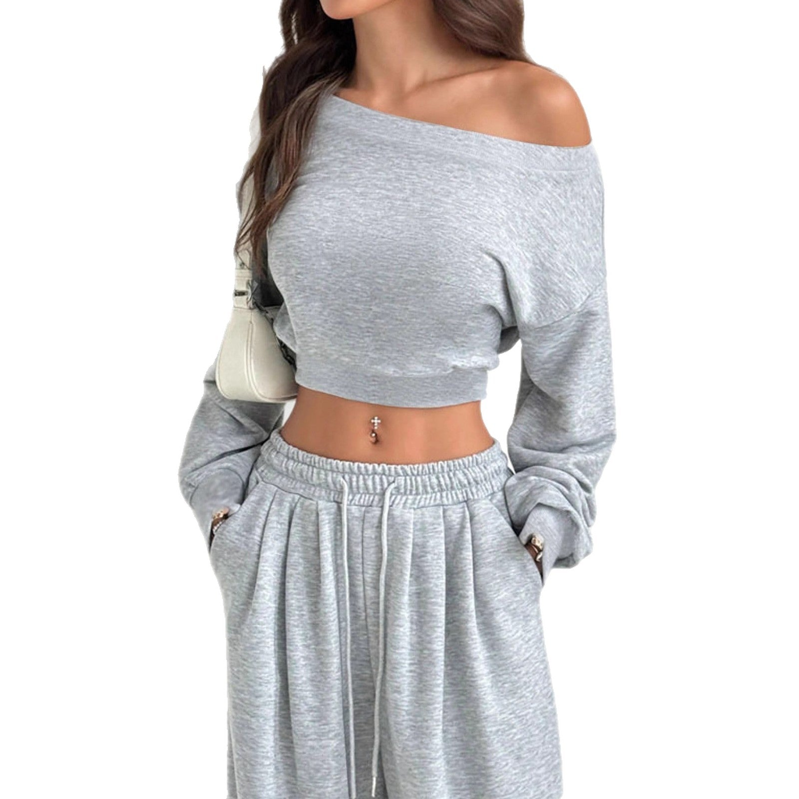 Casual Solid Color Sweat Set