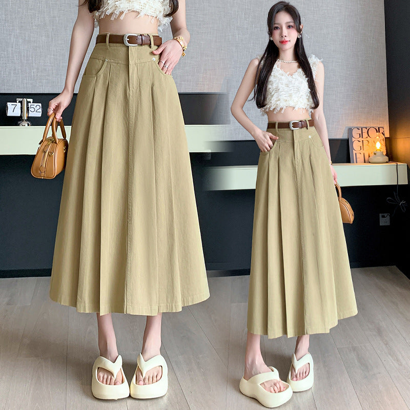 Denim Pleated Skirt