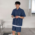 Men's Denim Shirt and Shorts Casual Set