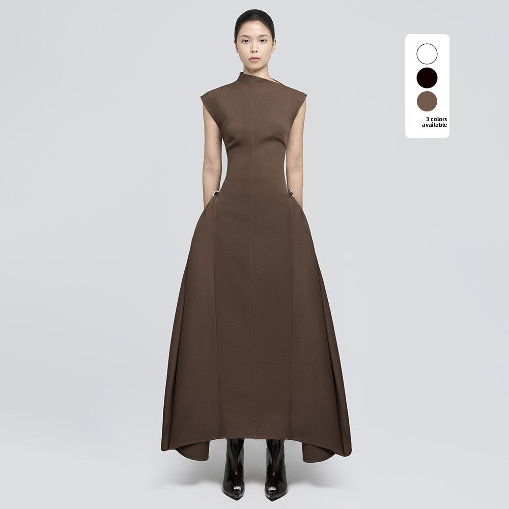 Elegant Sleeveless Long Dress with Elastic Waist