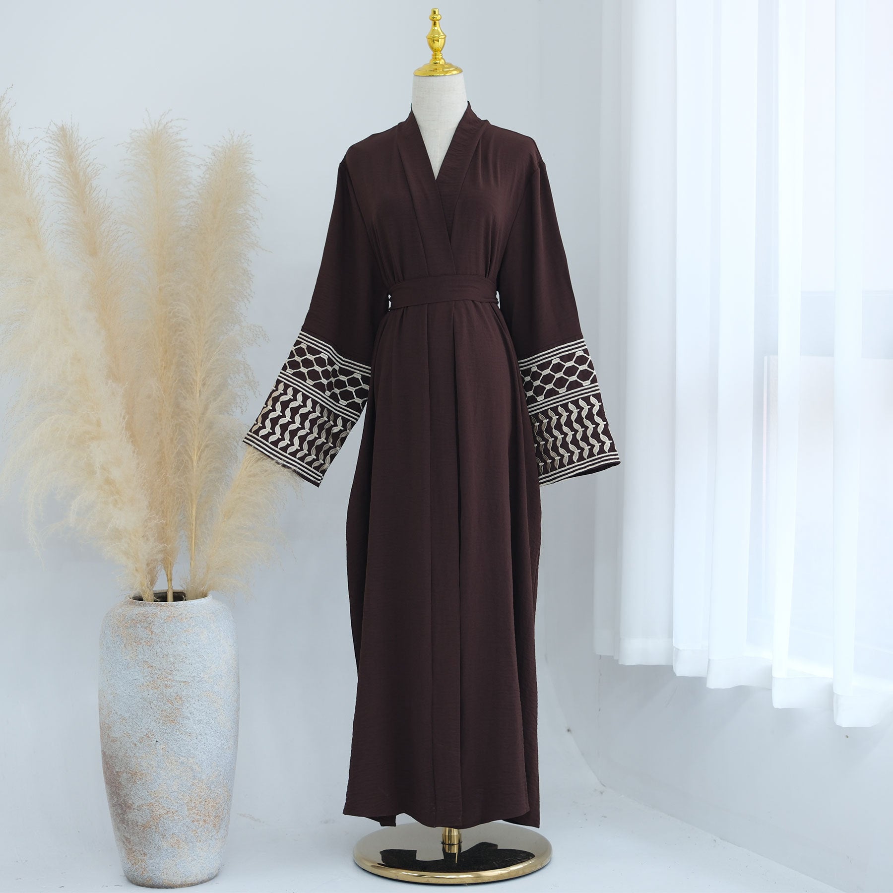Embroidered tassel cardigan robe